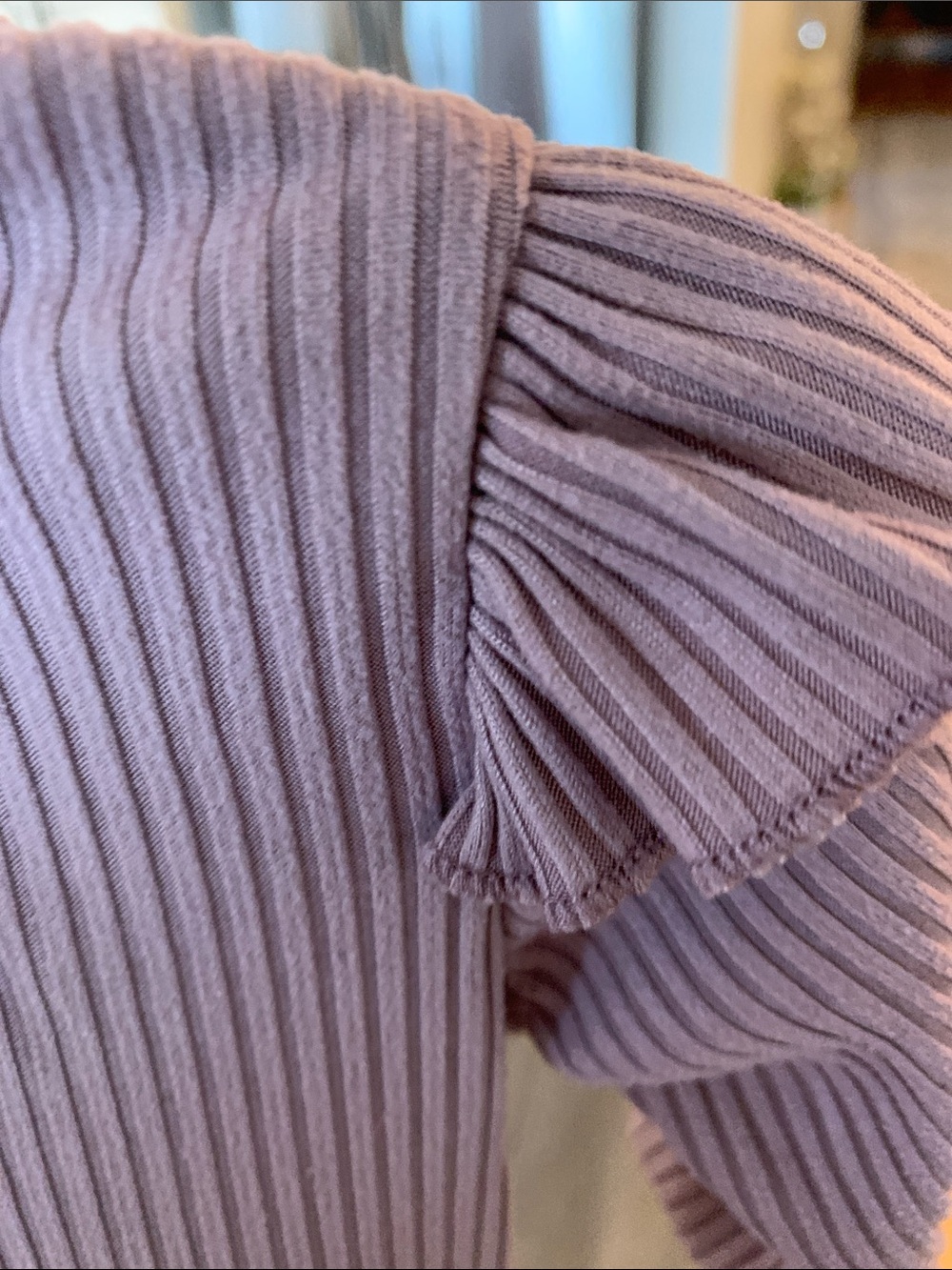 chick pea Ribbed Ruffle Shoulder Matching Set - Dusty Mauve - Picture 2 of 2